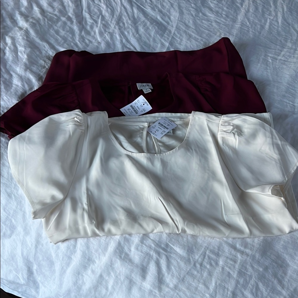 TWO NWT j.crew size small crepe short sleeve blouses